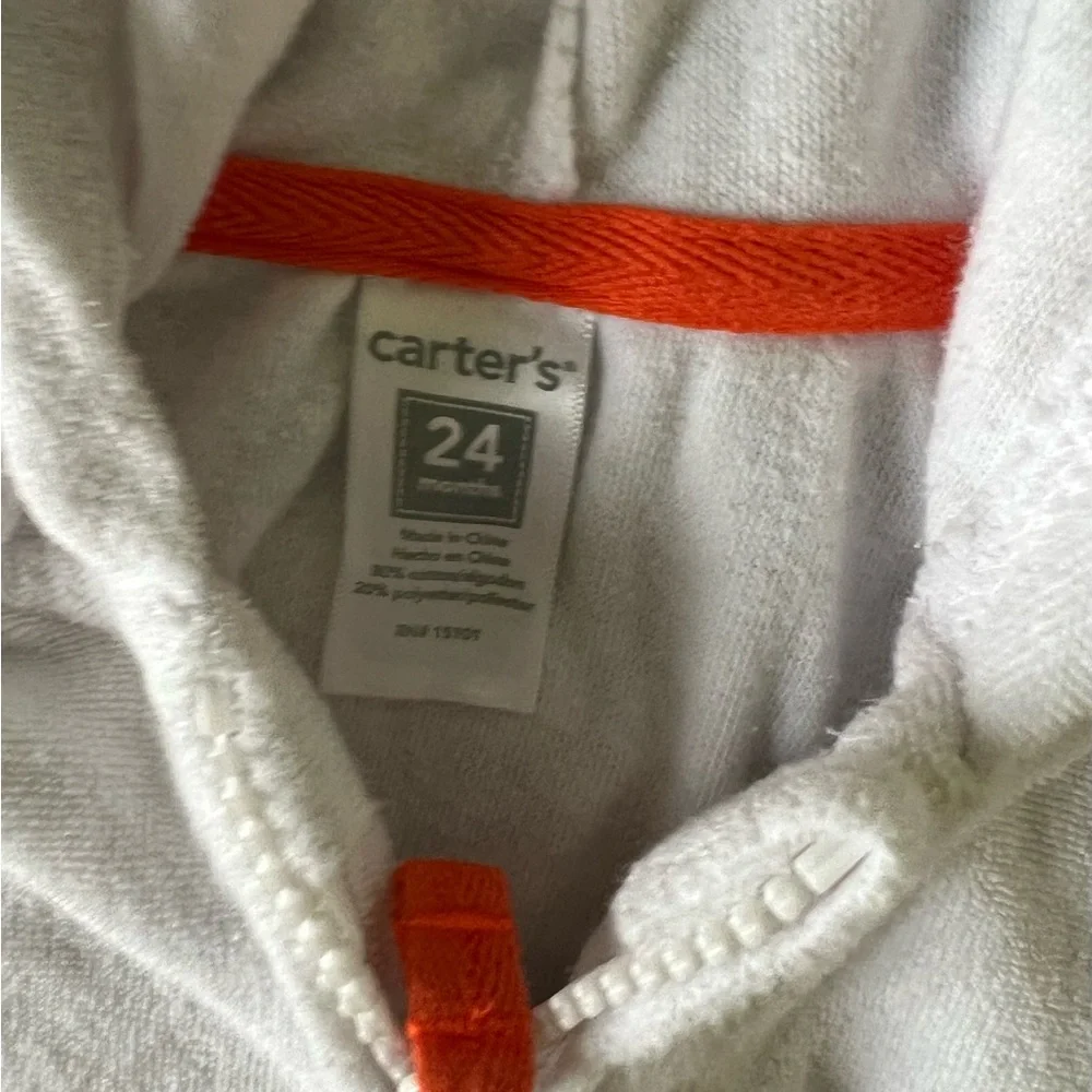 Carters Swim cover up sweater shirt white soft terry